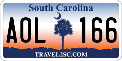 SC license plate AOL166
