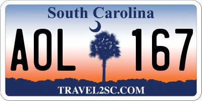 SC license plate AOL167
