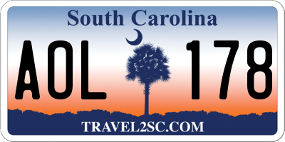 SC license plate AOL178