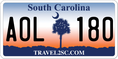 SC license plate AOL180