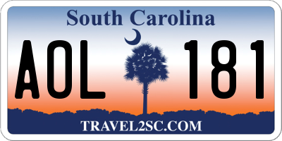 SC license plate AOL181