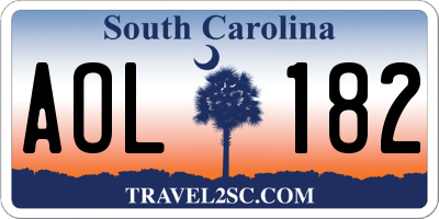 SC license plate AOL182