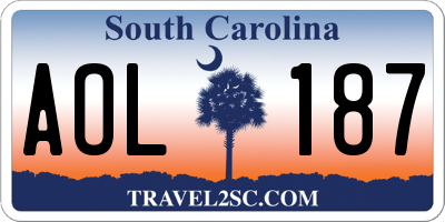 SC license plate AOL187