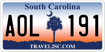 SC license plate AOL191