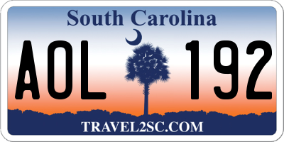 SC license plate AOL192