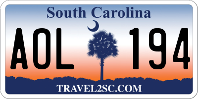 SC license plate AOL194
