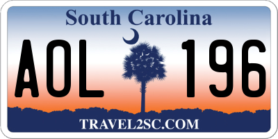 SC license plate AOL196