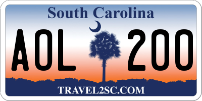 SC license plate AOL200