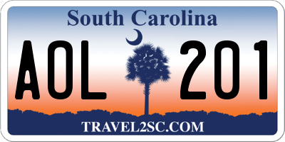 SC license plate AOL201