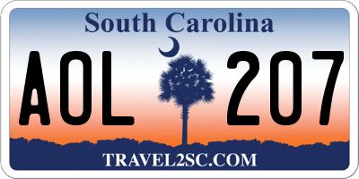 SC license plate AOL207