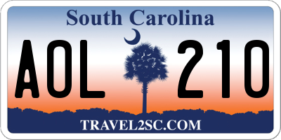 SC license plate AOL210
