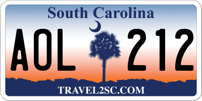 SC license plate AOL212