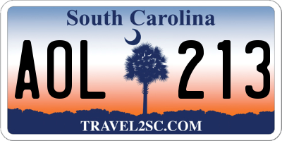 SC license plate AOL213