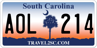 SC license plate AOL214