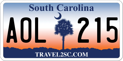 SC license plate AOL215