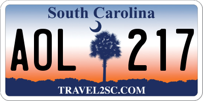 SC license plate AOL217