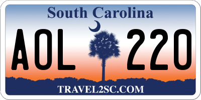 SC license plate AOL220