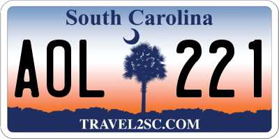 SC license plate AOL221