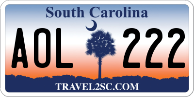 SC license plate AOL222