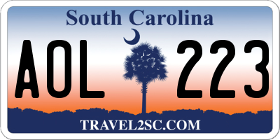 SC license plate AOL223