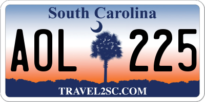 SC license plate AOL225