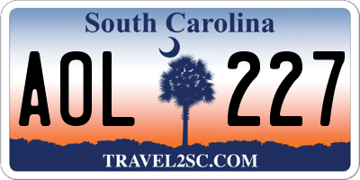 SC license plate AOL227