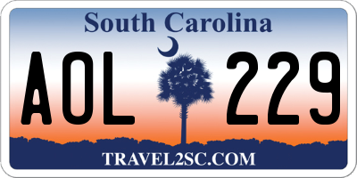 SC license plate AOL229