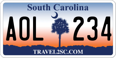 SC license plate AOL234