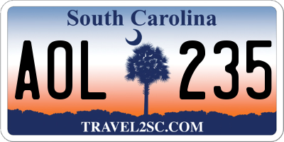 SC license plate AOL235