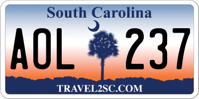 SC license plate AOL237
