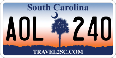 SC license plate AOL240