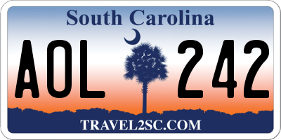SC license plate AOL242