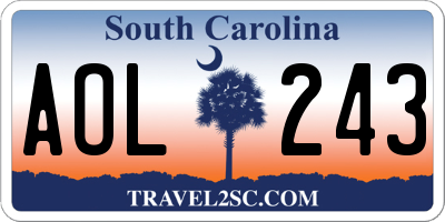 SC license plate AOL243