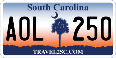 SC license plate AOL250