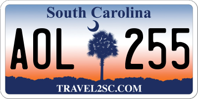 SC license plate AOL255