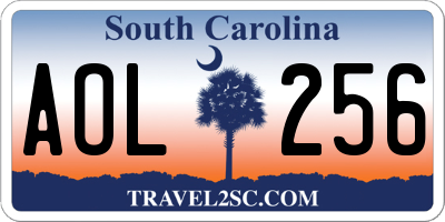 SC license plate AOL256