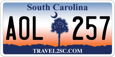 SC license plate AOL257
