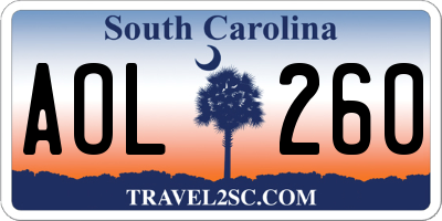 SC license plate AOL260
