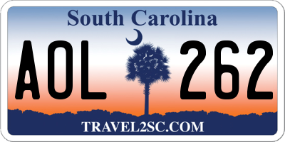 SC license plate AOL262