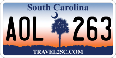 SC license plate AOL263