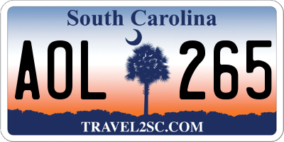 SC license plate AOL265
