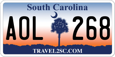 SC license plate AOL268