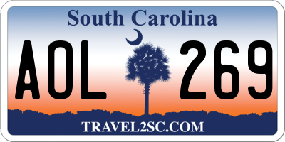 SC license plate AOL269