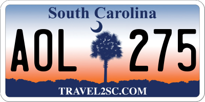 SC license plate AOL275