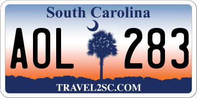SC license plate AOL283