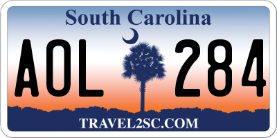 SC license plate AOL284
