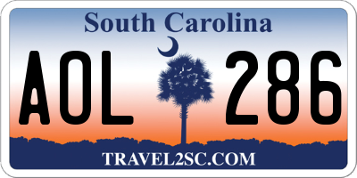 SC license plate AOL286