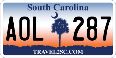 SC license plate AOL287