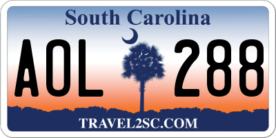 SC license plate AOL288