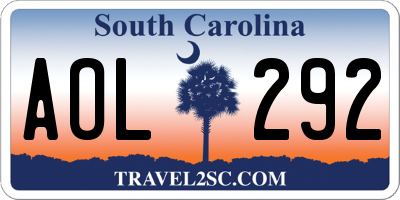SC license plate AOL292